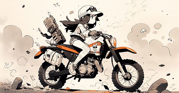 骑摩托越野的女生图片