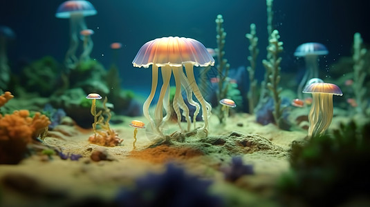 海底水母场景图片