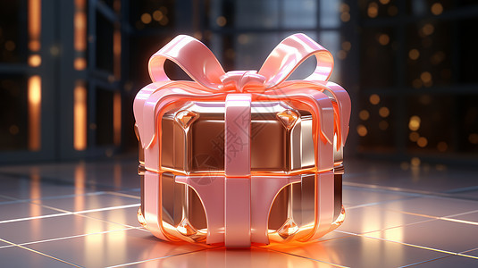 立体精致的粉色礼物盒背景图片