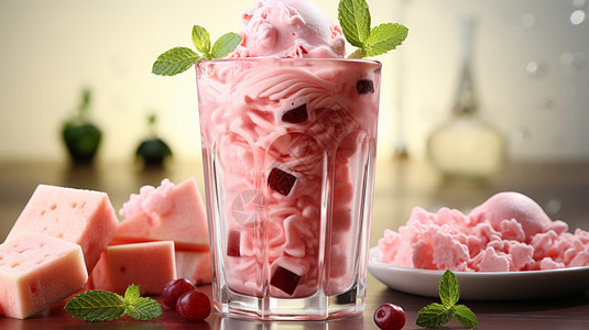 夏日冷饮美味的西瓜沙冰图片