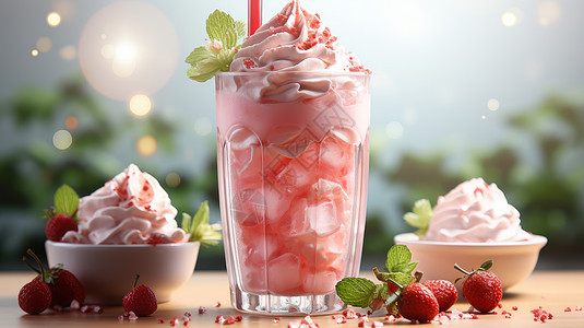 水果奶油沙冰甜品背景图片