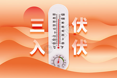 三伏红色创意温度计图片