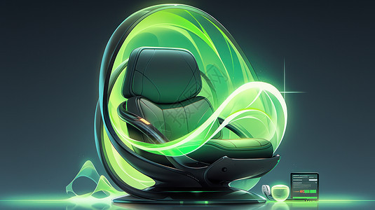 科技感绿色时尚的单人卡通沙发图片