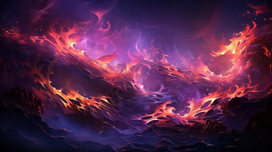 抽象燃烧的卡通紫色火焰纹理图片