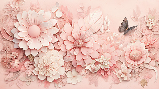 背景装饰墙超大的粉色立体卡通花朵小清新粉色装饰墙插画