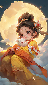 中秋节海报卡通可爱嫦娥仙女玉兔图片