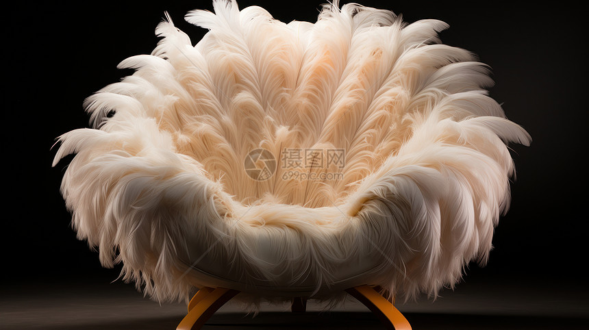 米色长长的羽毛沙发椅创意家具图片