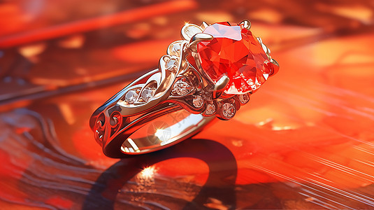 华丽红宝石求婚戒子图片