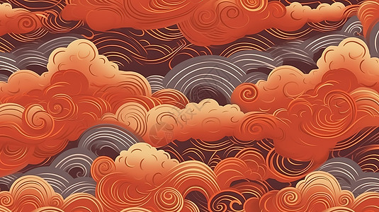 中国红色祥云图案纹理抽象设计背景图片