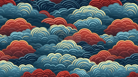 抽象图案云朵红白蓝中国祥云图片