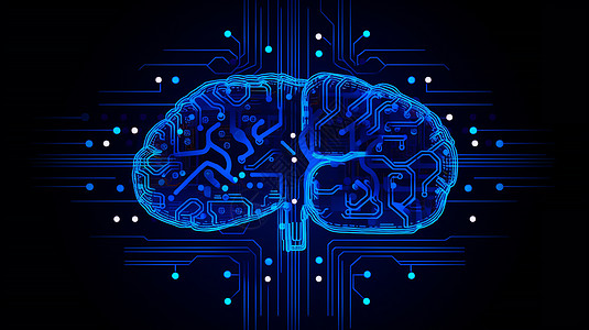 大脑电路高科技信息技术半导体概念图插画