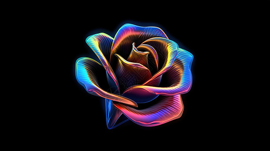 3D彩虹炫彩玫瑰图标图片
