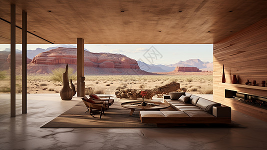 创意简约沙漠橡木别墅设计图片