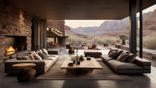 现代橡木沙漠别墅设计图片