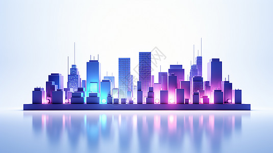 炫彩立体城市城市建筑背景图片