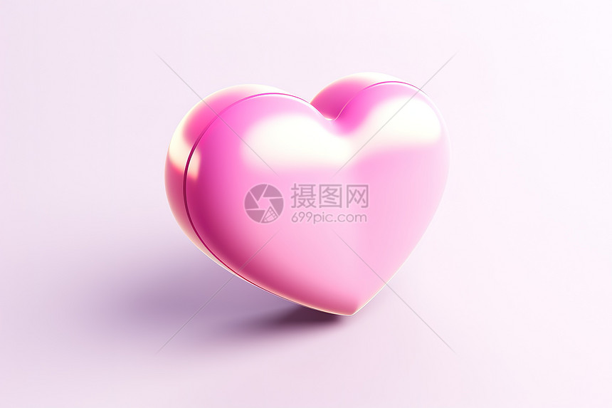 可爱的粉色爱心心形3D图标图片