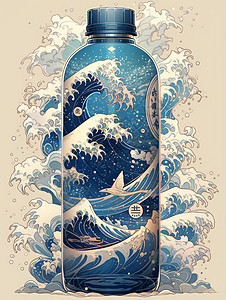 漂亮的卡通海浪水杯图片
