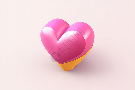 七夕情人节爱心心形3D图标背景图片