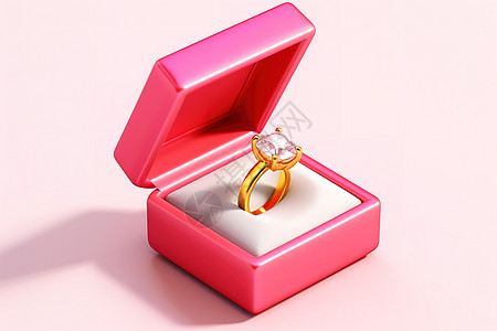 一个粉色戒指盒3D图标图片