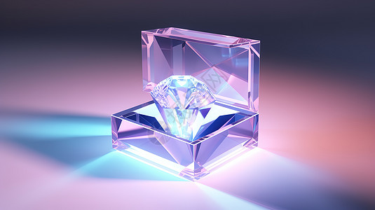 透明钻石礼盒3D图标图片