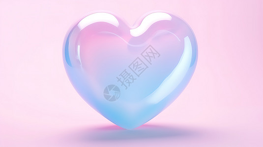 粉蓝色水晶爱心心形3D图标图片