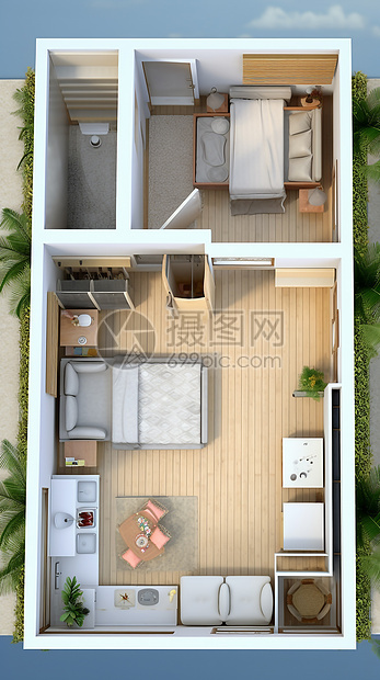 室内小型空间利用装修样板间效果图图片