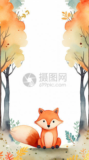 秋天小狐狸绘本类边框图片
