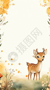 秋天森林里可爱小鹿绘本设计图片