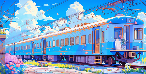 行驶的火车插画图片