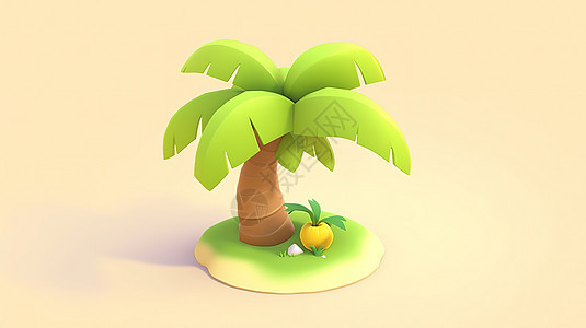 3D卡通椰子树图标背景图片
