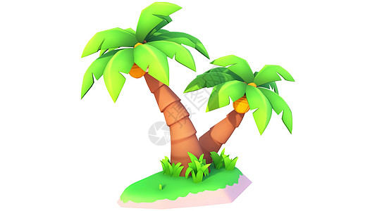 椰子树卡通3D图标背景图片