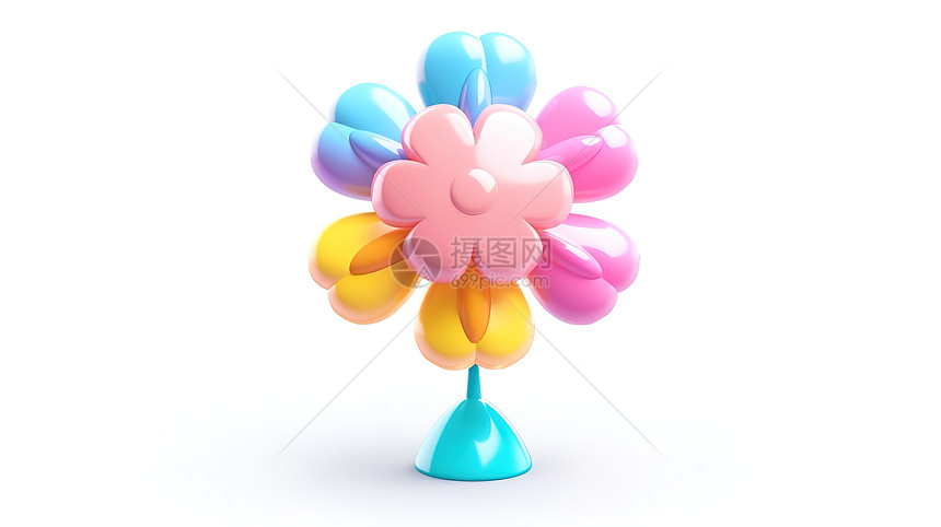 可爱花朵形状的气球3D图标图片
