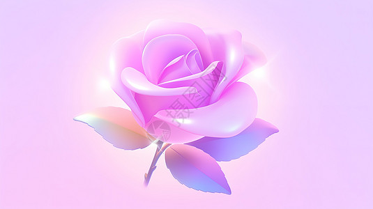 一朵玫瑰花的3D卡通图标图片