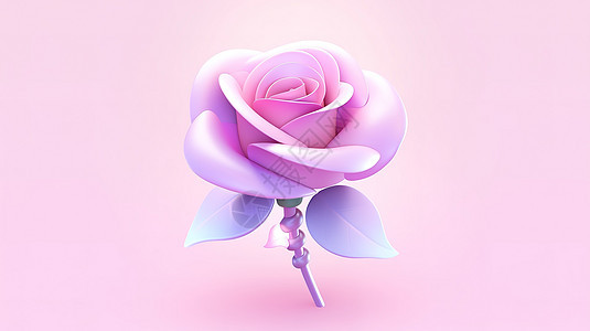 一朵玫瑰花的3D图标图片