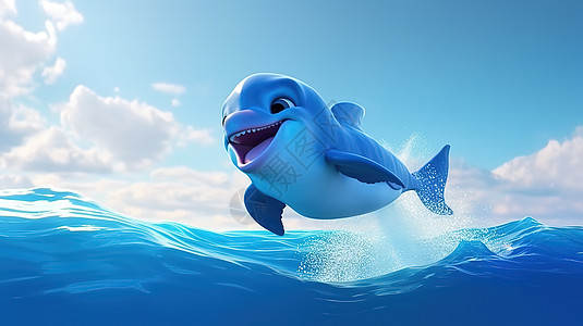 海豚海上跳跃3D图片