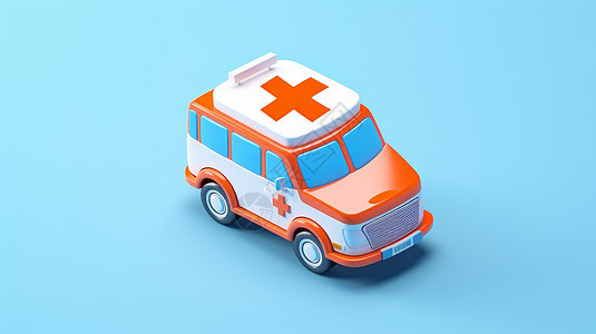 可爱的橙白撞色卡通救护车图片