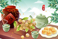 二十四节气白露时节米酒桂圆美食插画图片