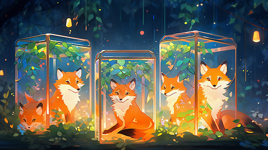 玻璃光影小狐狸图片