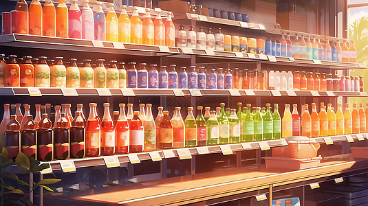 超市商店饮品货架图片