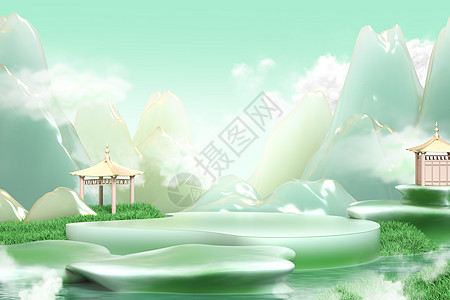 玻璃质感中国风场景图片