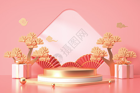 中国风粉色展台图片