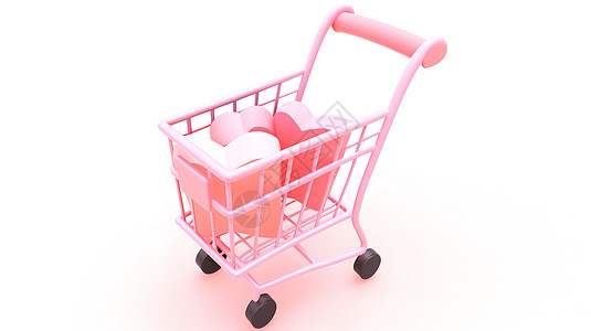 3D图标迷你粉色购物车卡通可爱图片