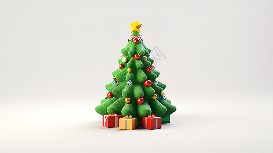 迷你可爱圣诞树3D图标图片