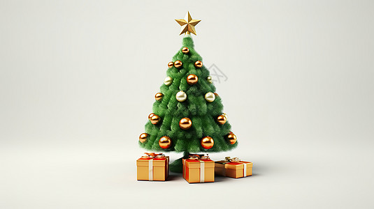 迷你圣诞树3D可爱卡通图标高清图片