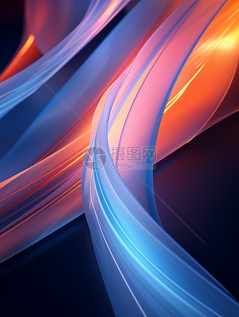 蓝橙撞色科技感抽象线条纹理背景图片