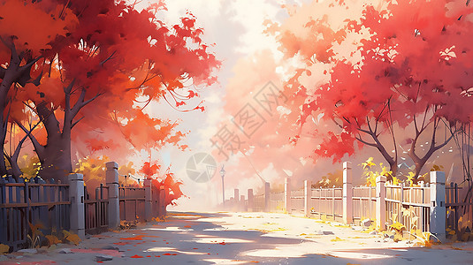 秋日里的枫树背景图片