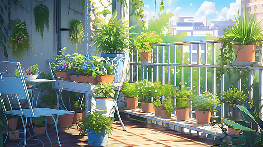 在阳台晒太阳的花草图片