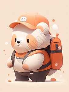 可爱的立体卡通小白熊背着书包图片