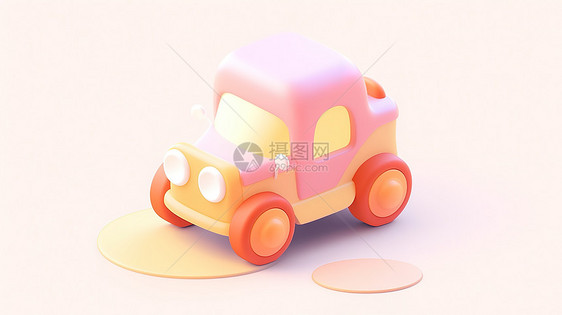 儿童可爱的玩具小汽车3D图标图片