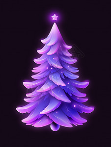 立体荧光紫色卡通圣诞树图片